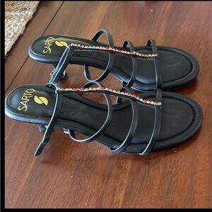 Brand new pair of jeweled leather gladiator sandals by Franco Sarto!